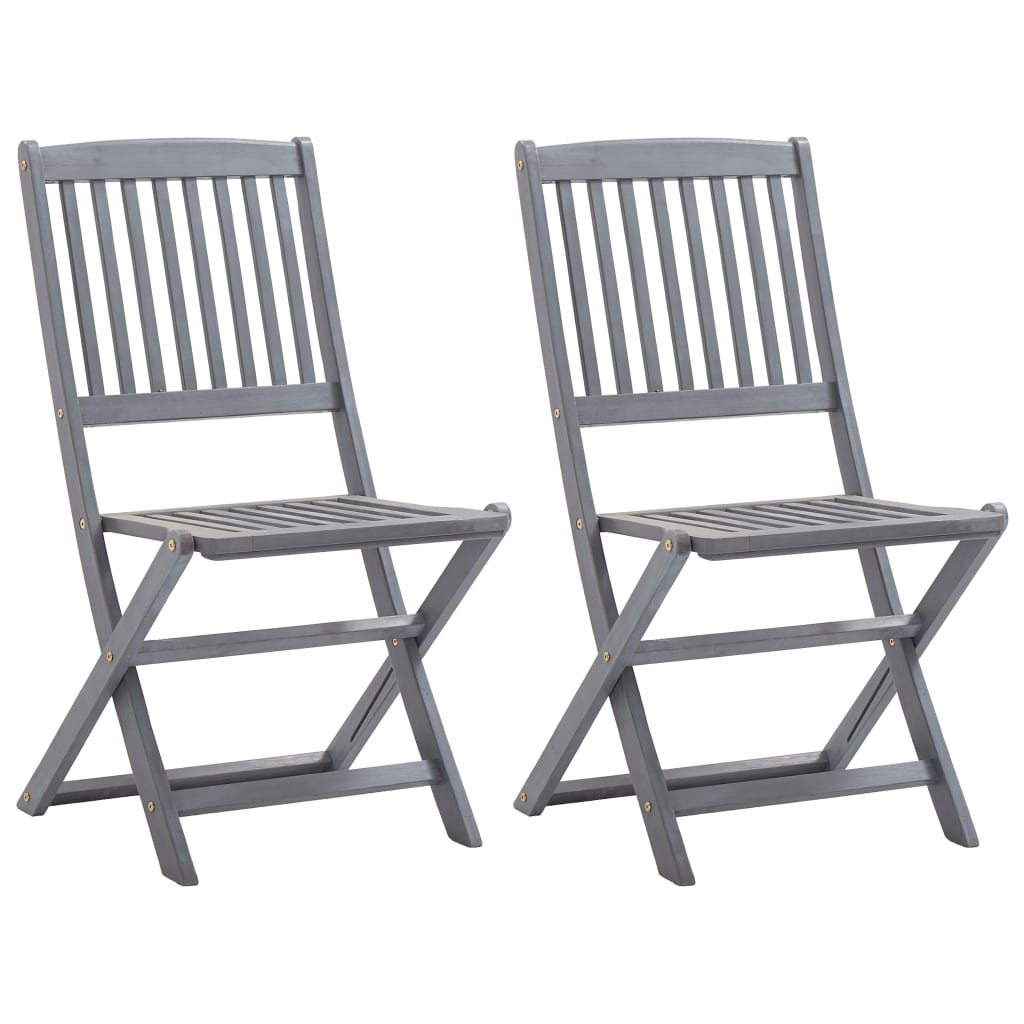 vidaXL Tuinstoelen 2 st inklapbaar met kussens massief acaciahout afbeelding