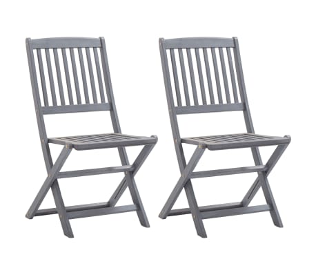 vidaXL Chaises pliables d'extérieur lot de 2 et coussins Bois d'acacia