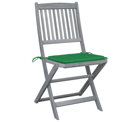 vidaXL Tuinstoelen 2 st inklapbaar met kussens massief acaciahout