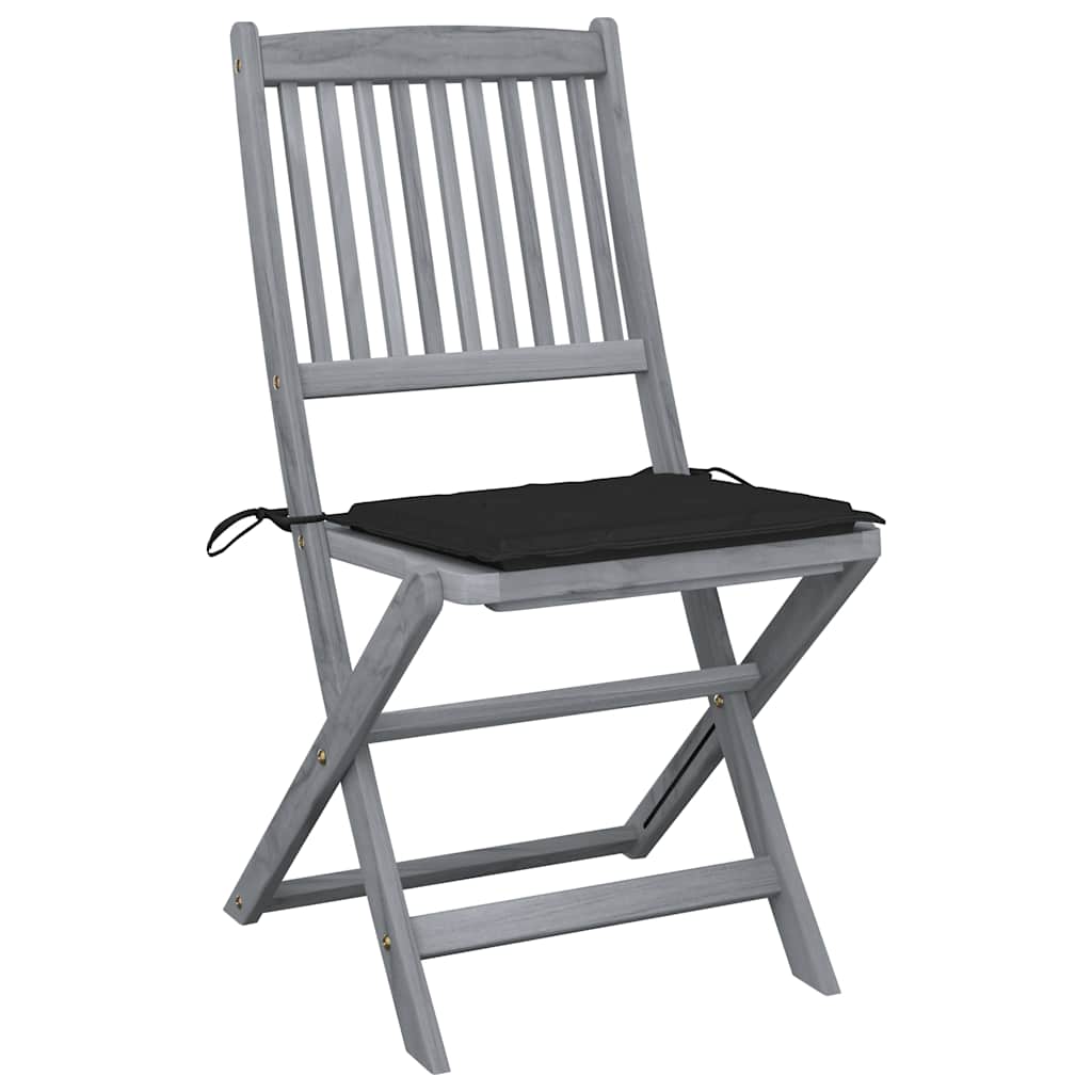 vidaXL Tuinstoelen 2 st inklapbaar met kussens massief acaciahout afbeelding