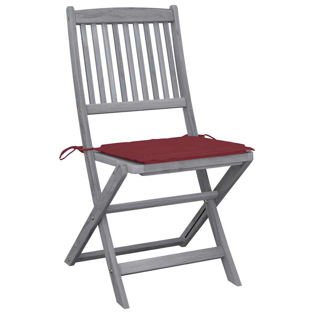 vidaXL Tuinstoelen 2 st inklapbaar met kussens massief acaciahout afbeelding