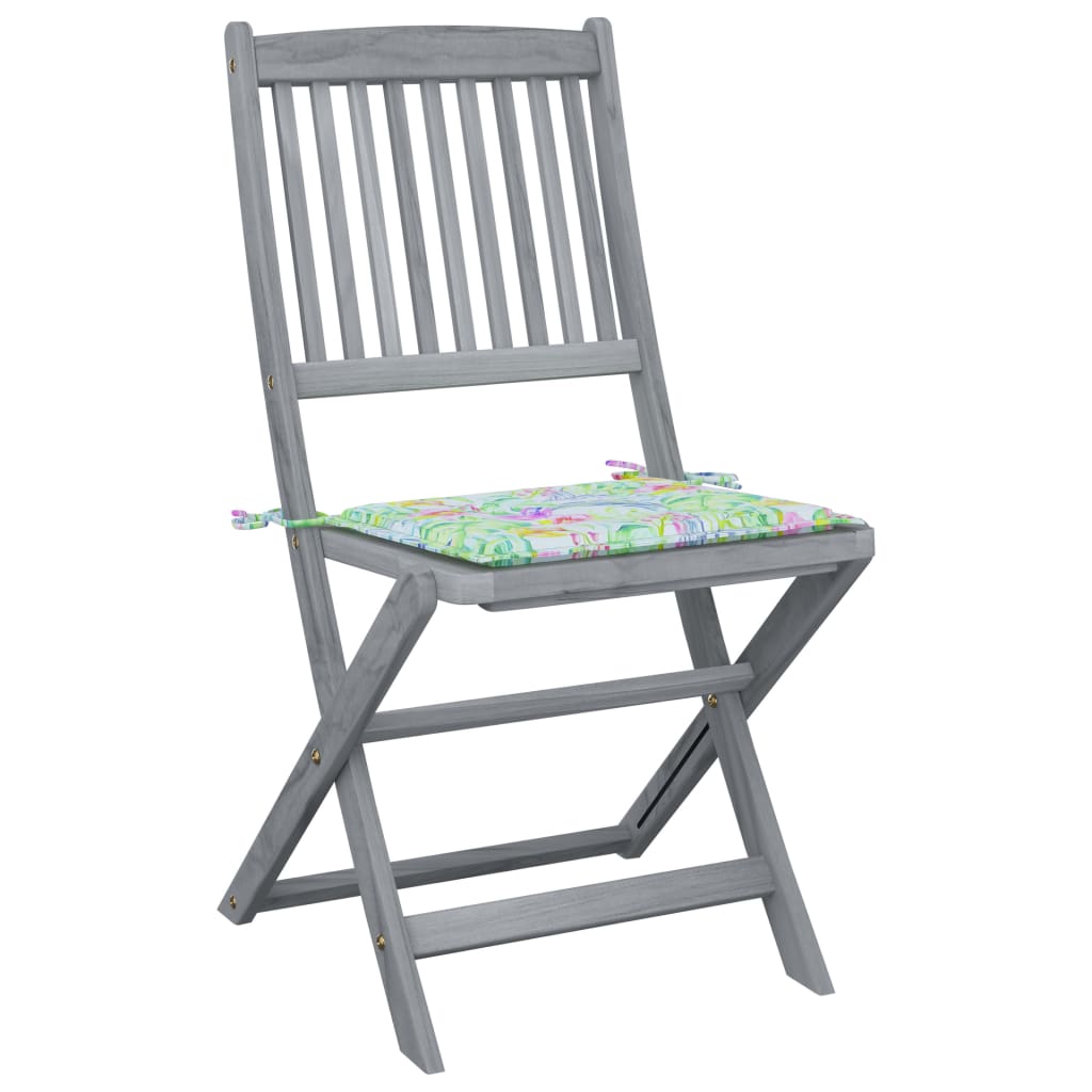 

vidaXL Tuinstoelen 2 st inklapbaar met kussens massief acaciahout