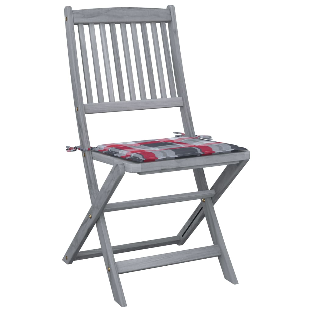 vidaXL Skladacie záhradné stoličky s podložkami 2 ks akáciový masív
