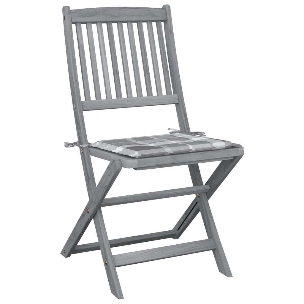 

vidaXL Tuinstoelen 2 st inklapbaar met kussens massief acaciahout