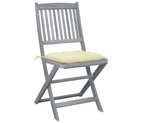 vidaXL Klappbare Gartenst&uuml;hle 2 Stk. mit Kissen Massivholz Akazie