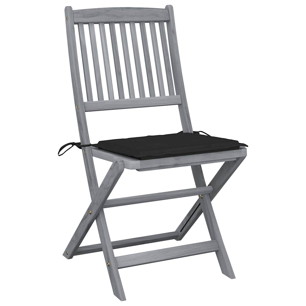 

vidaXL Tuinstoelen 4 st inklapbaar met kussens massief acaciahout