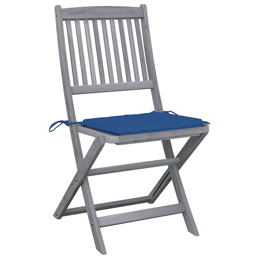 vidaXL Tuinstoelen 4 st inklapbaar met kussens massief acaciahout afbeelding