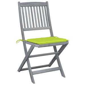 vidaXL Chaises pliables d'ext&eacute;rieur lot de 4 et coussins Bois d'acacia
