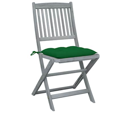 vidaXL Chaises pliables d'ext&eacute;rieur lot de 4 et coussins Bois d'acacia