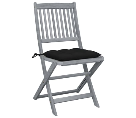 vidaXL Scaune pliabile de exterior, cu perne, 4 buc. lemn masiv acacia