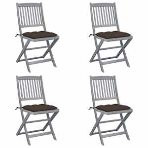 Zložljivi vrtni stoli 4 kosi z blazinami trden akacijev les