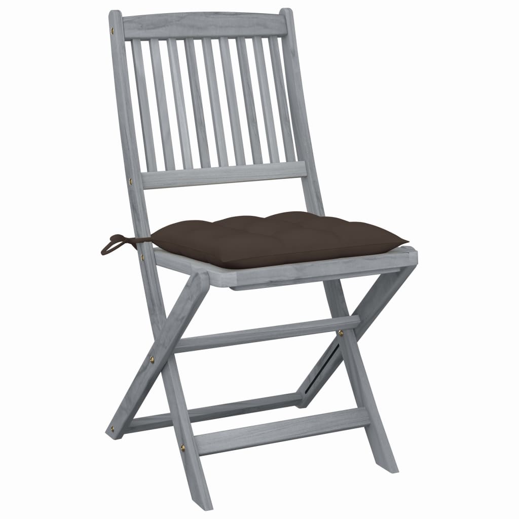 vidaXL Tuinstoelen 4 st inklapbaar met kussens massief acaciahout afbeelding