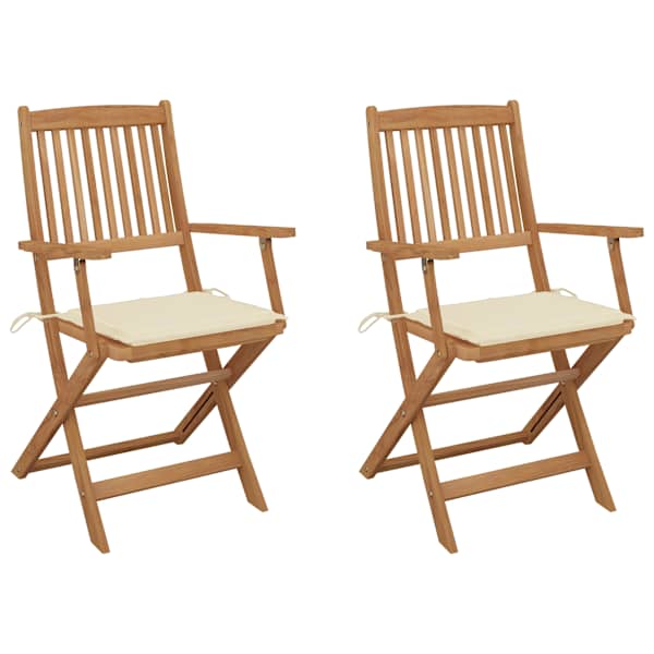 vidaXL Kokkupandavad toolid 2 tk patjadega, t&auml;isakaatsiapuit