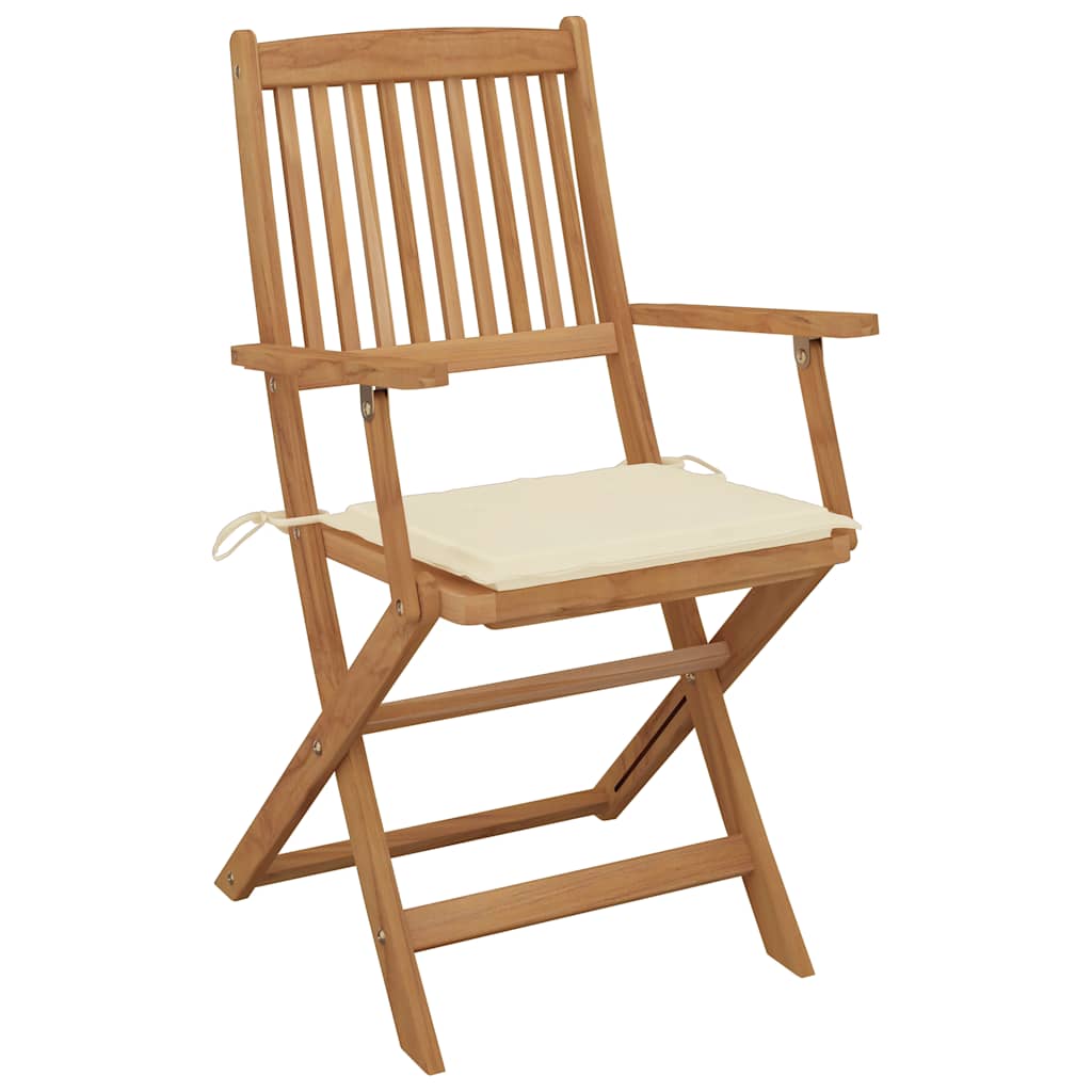

vidaXL Tuinstoelen 2 st inklapbaar met kussens massief acaciahout