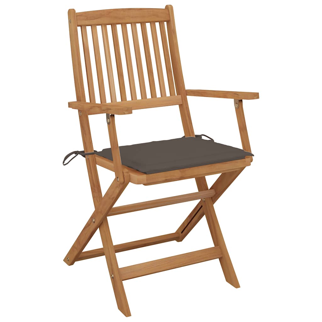 vidaXL Tuinstoelen 2 st inklapbaar met kussens massief acaciahout afbeelding
