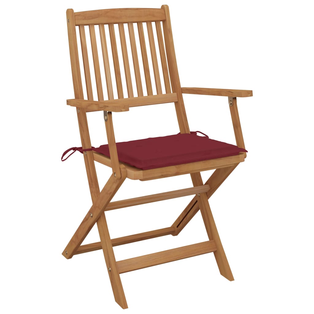 vidaXL Chaises pliables de jardin 2 pcs avec coussins Bois d'acacia