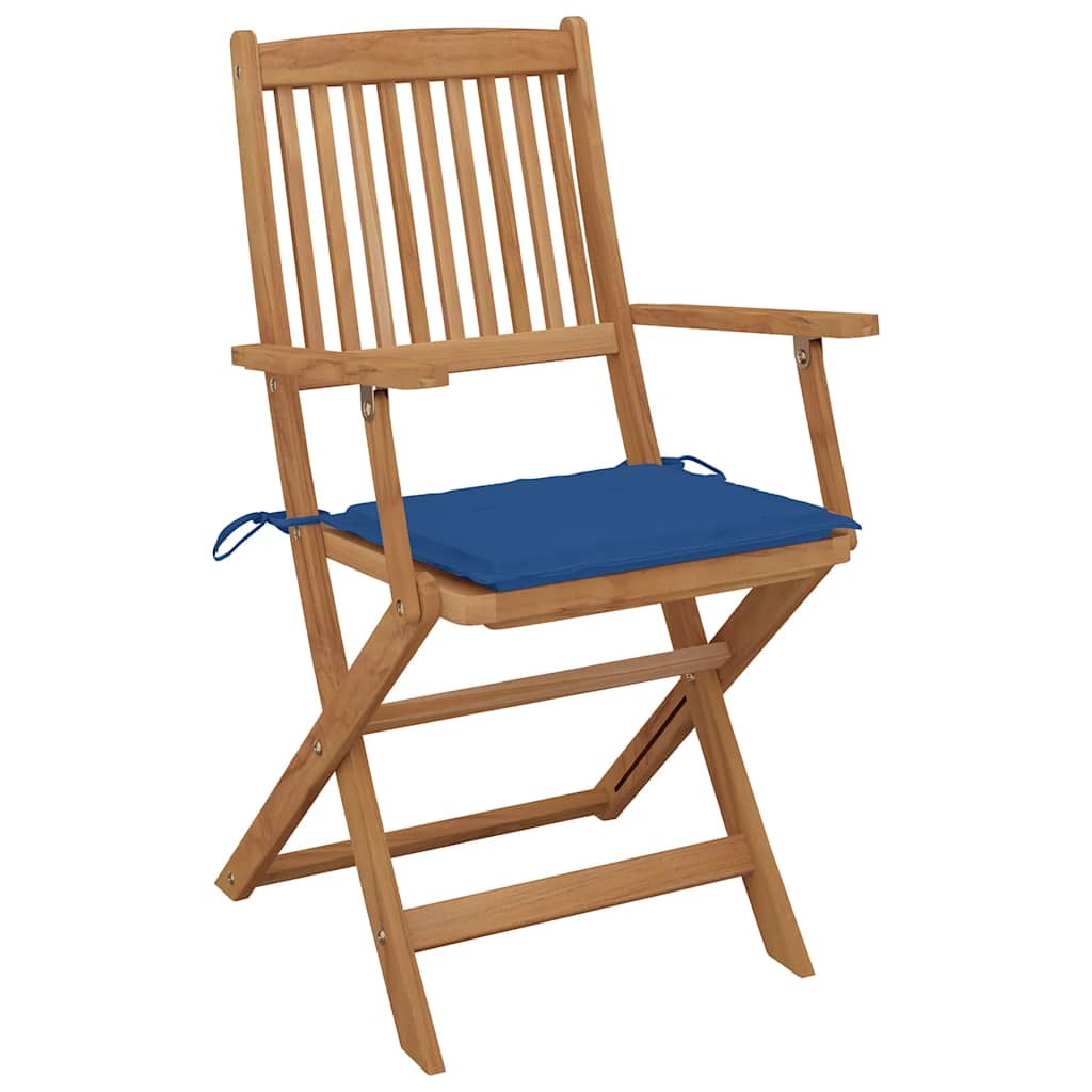 vidaXL Tuinstoelen 2 st inklapbaar met kussens massief acaciahout afbeelding