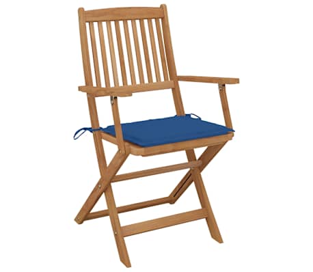 vidaXL Chaises pliables de jardin lot de 2 avec coussins Bois d'acacia