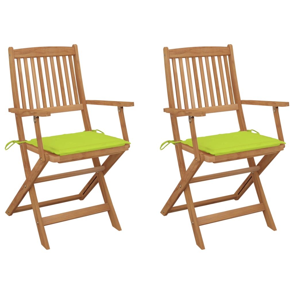 vidaXL Chaises pliables de jardin 2 pcs avec coussins Bois d'acacia