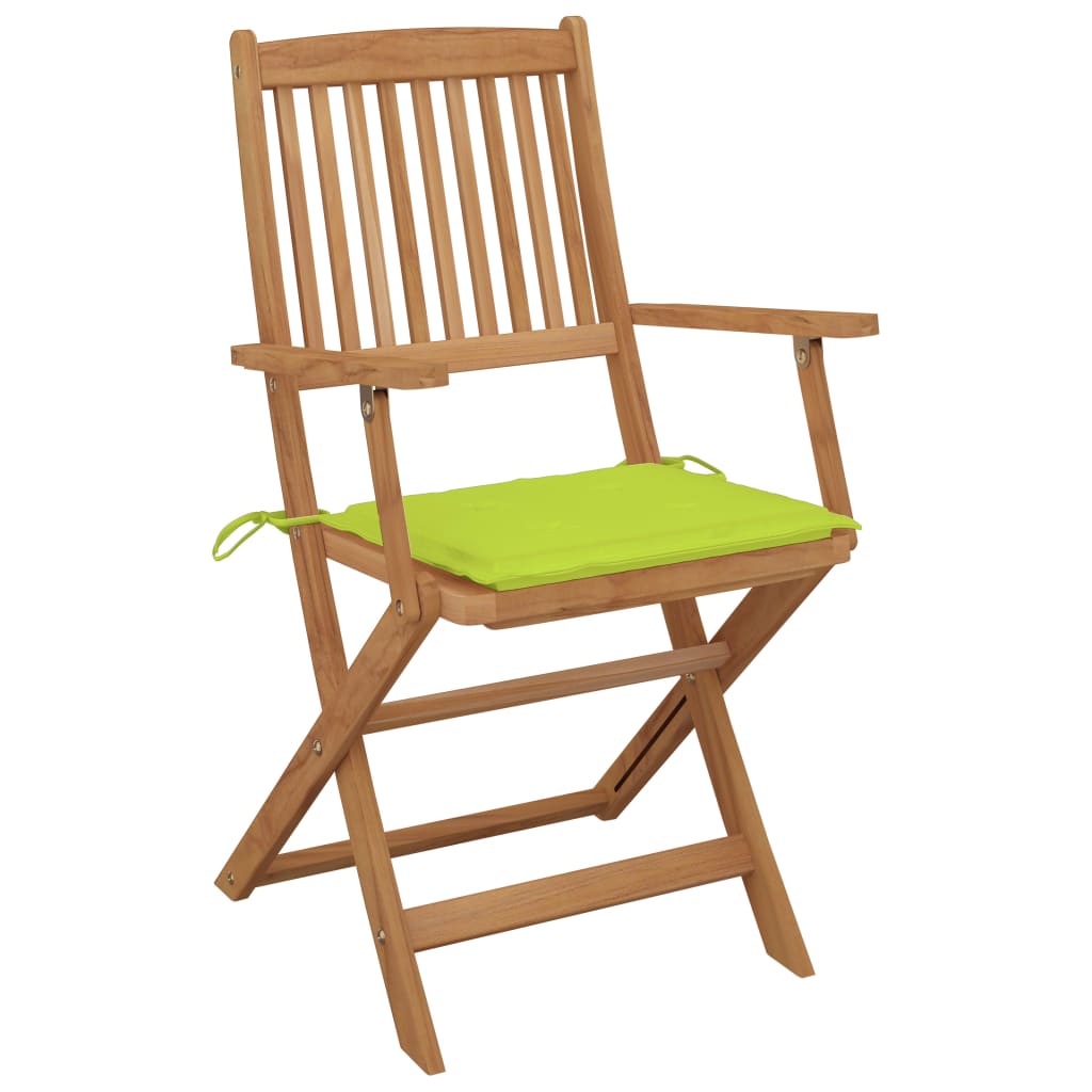 

vidaXL Tuinstoelen 2 st inklapbaar met kussens massief acaciahout