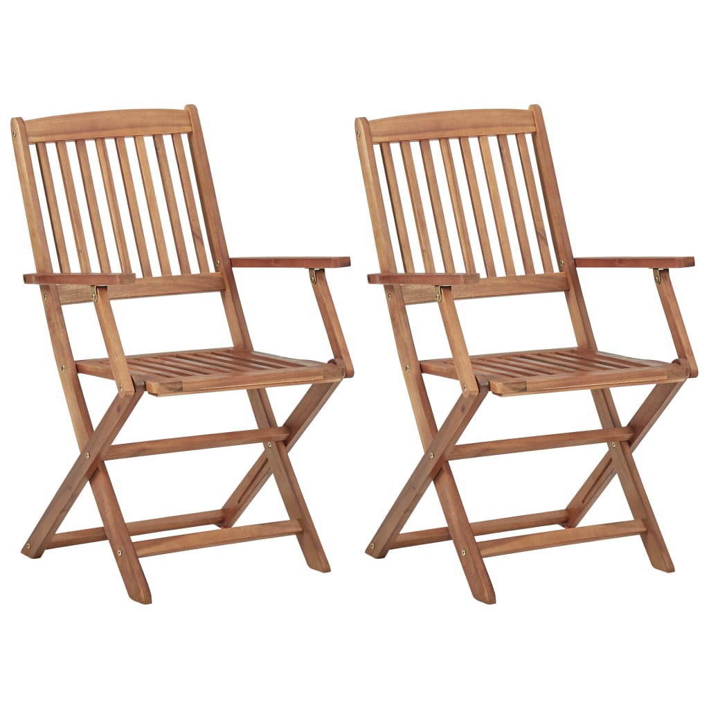 vidaXL Tuinstoelen 2 st inklapbaar met kussens massief acaciahout afbeelding