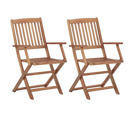 vidaXL Sillas de jard&iacute;n plegables 2 uds y cojines madera maciza acacia