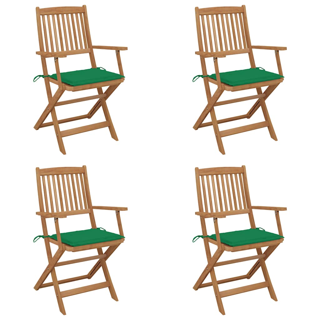 vidaXL Skládací židle 4 ks s polštáři z masivního akáciového dřeva