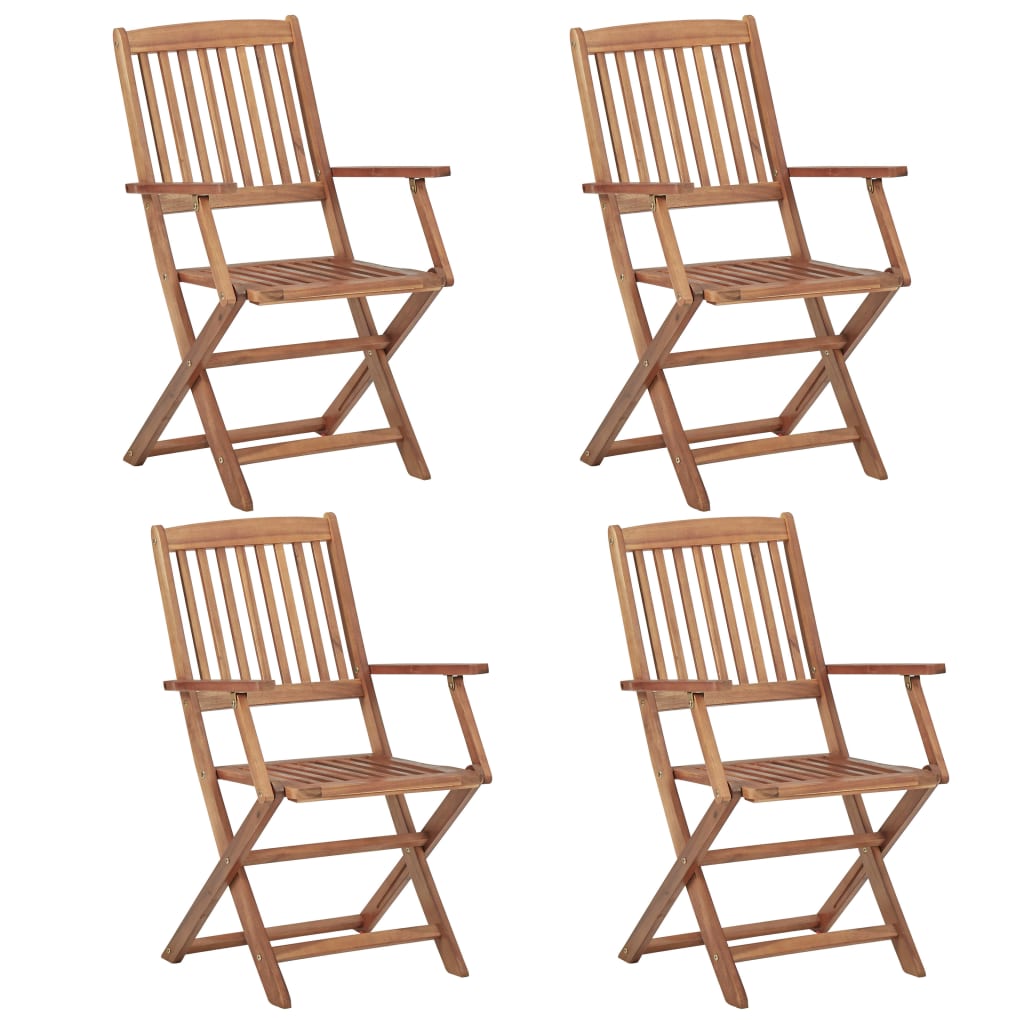  Skladacie záhradné stoličky s podložkami 4 ks akáciový masív