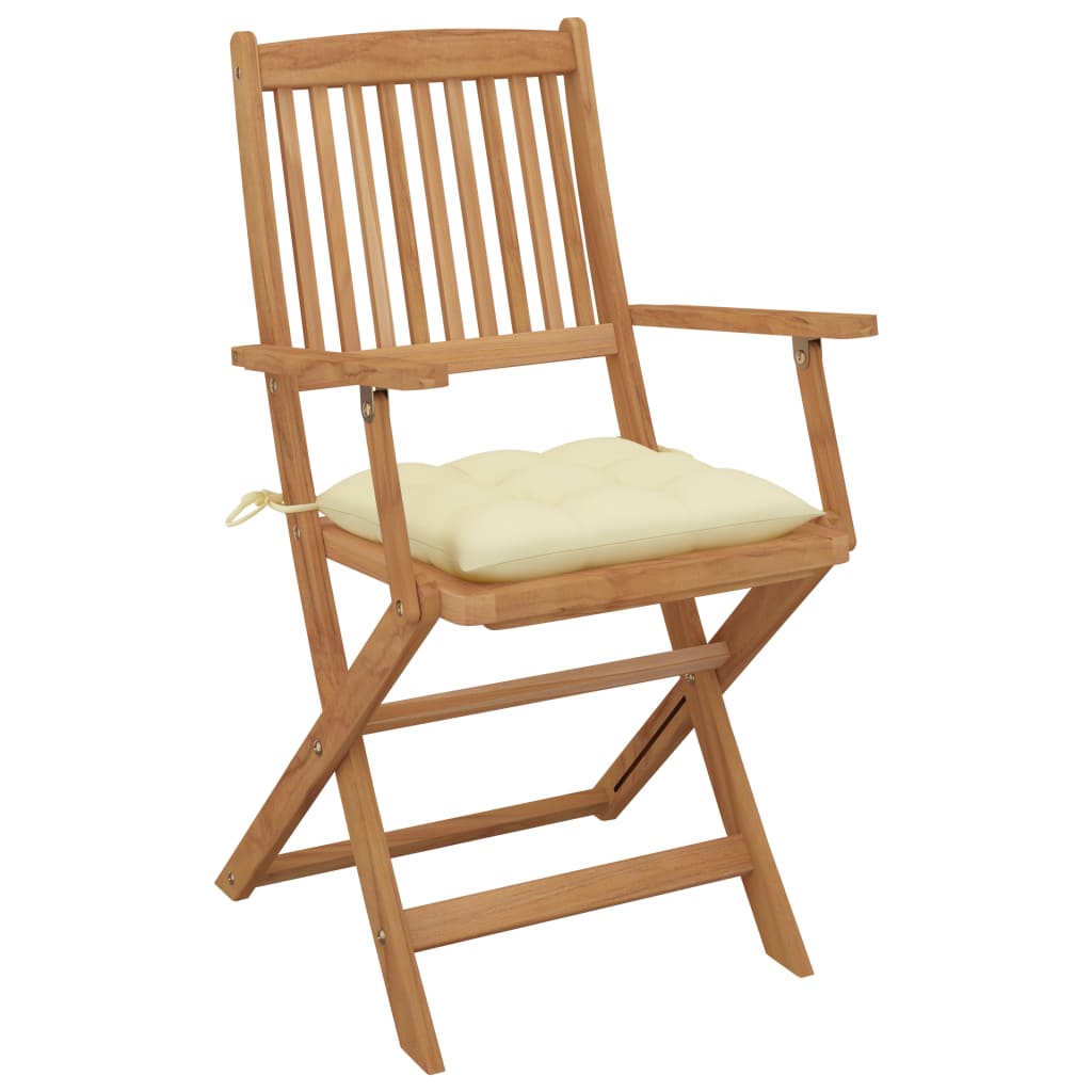 vidaXL Tuinstoelen 4 st inklapbaar met kussens massief acaciahout afbeelding