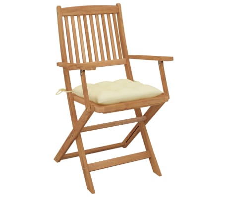 vidaXL Tuinstoelen 4 st inklapbaar met kussens massief acaciahout