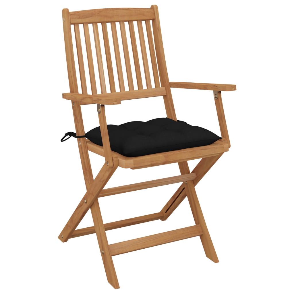 vidaXL Tuinstoelen 4 st inklapbaar met kussens massief acaciahout afbeelding