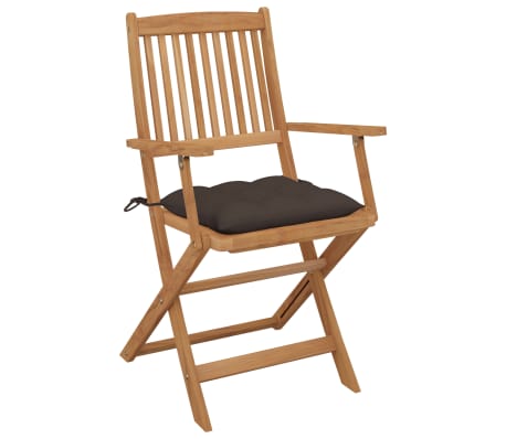 vidaXL Klappbare Gartenst&uuml;hle 4 Stk. mit Kissen Massivholz Akazie