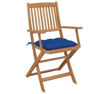 vidaXL saliekami dārza krēsli ar matračiem, 4 gab., akācijas masīvkoks