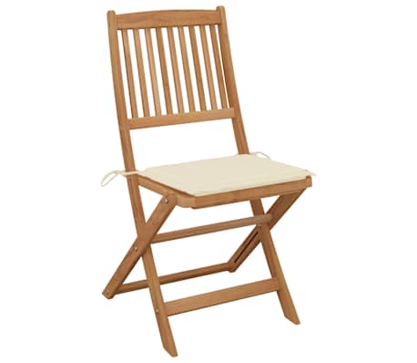 vidaXL Tuinstoelen 2 st inklapbaar met kussens massief acaciahout
