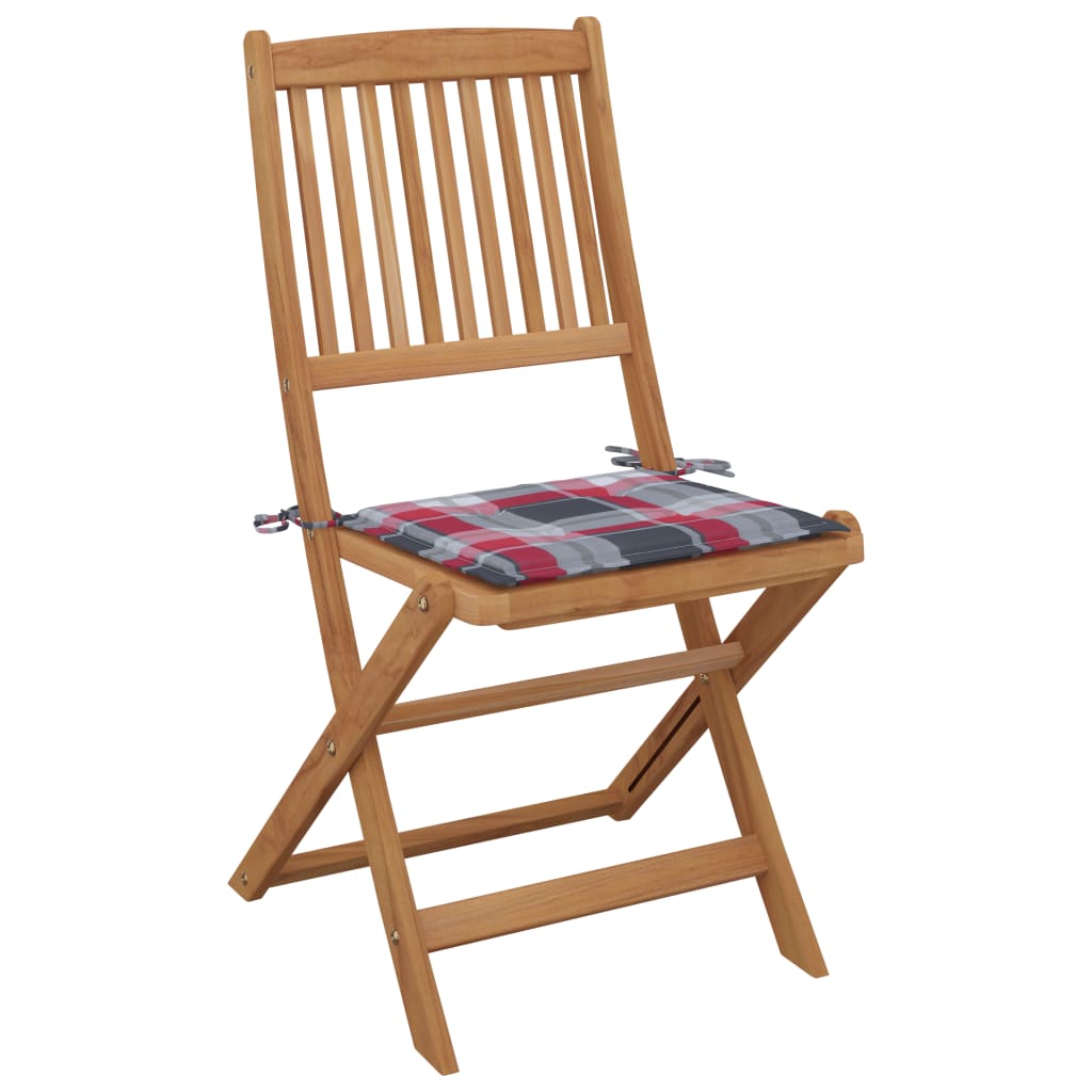 

vidaXL Tuinstoelen 2 st inklapbaar met kussens massief acaciahout