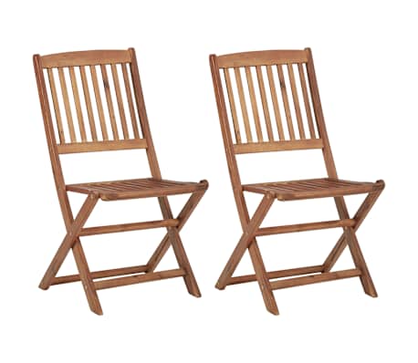 vidaXL Chaises pliantes (lot de 2) avec coussins, en bois d'acacia massif