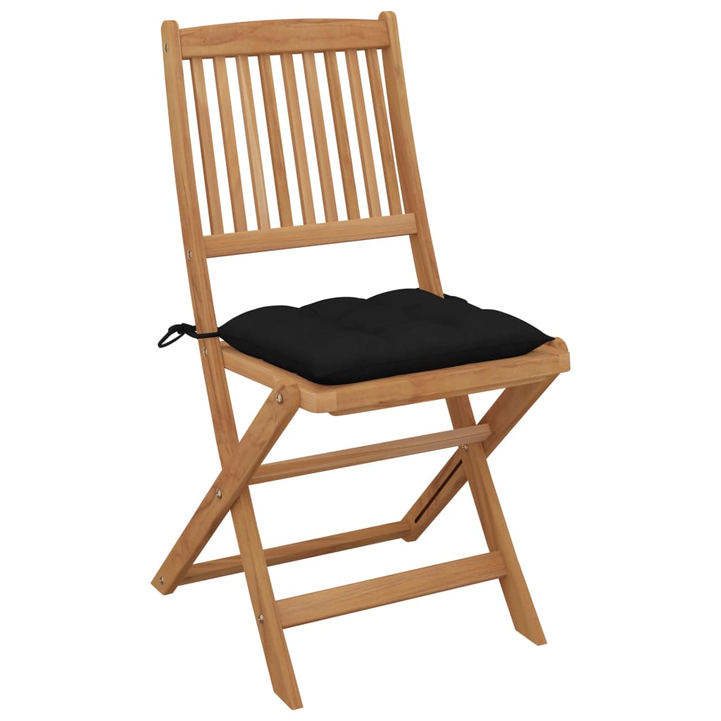 

vidaXL Tuinstoelen 2 st inklapbaar met kussens massief acaciahout