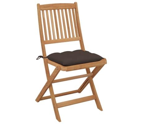 vidaXL كراسي حديقة للطي 2ق مع وسائد خشب أكاسيا صلب