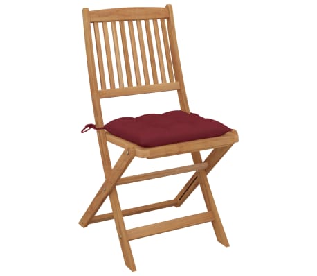 vidaXL كراسي حديقة للطي 2ق مع وسائد خشب أكاسيا صلب