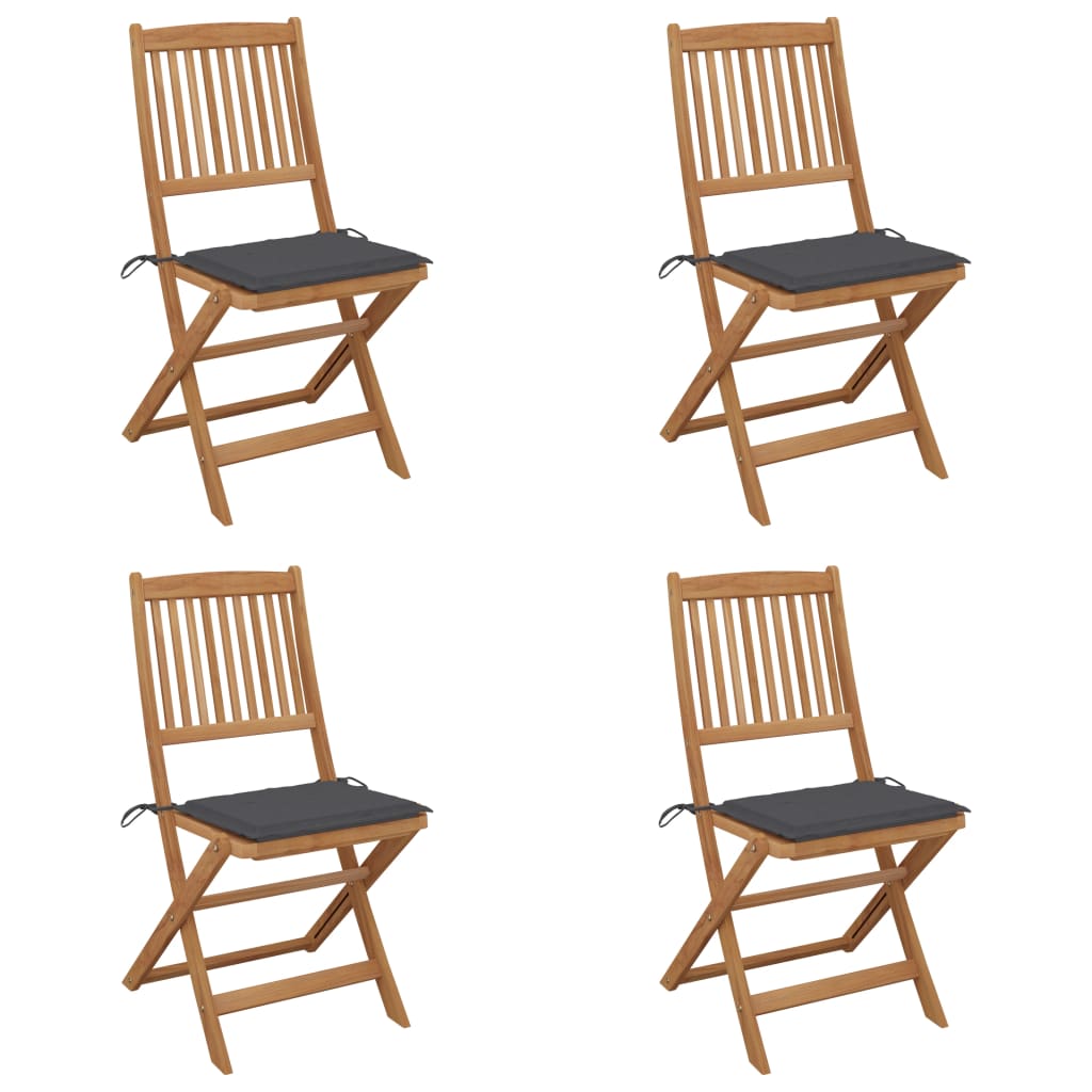 vidaXL Folding Garden Chairs 4 pcs with Cushions Solid Wood Acacia