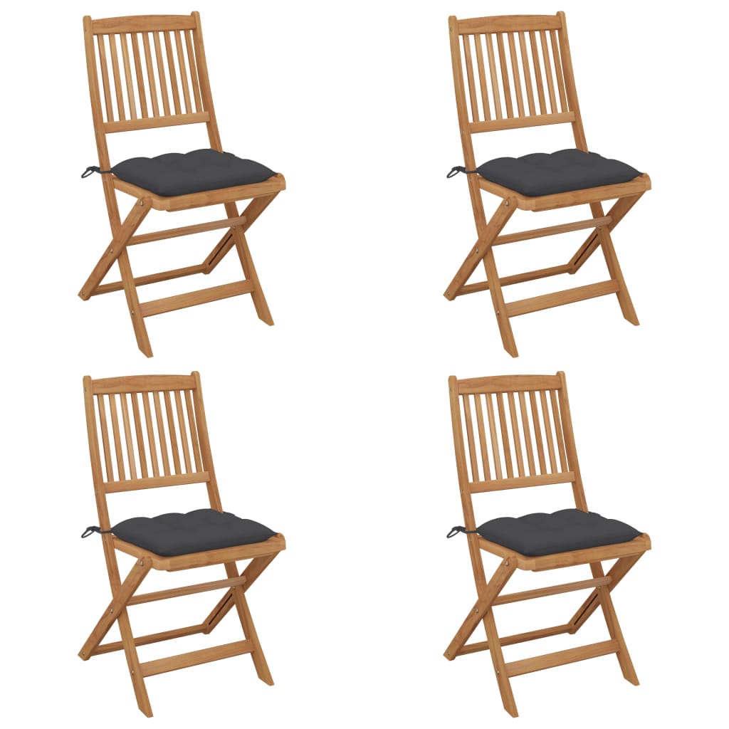 vidaXL Klappbare Gartenstühle 4 Stk. mit Kissen Massivholz Akazie