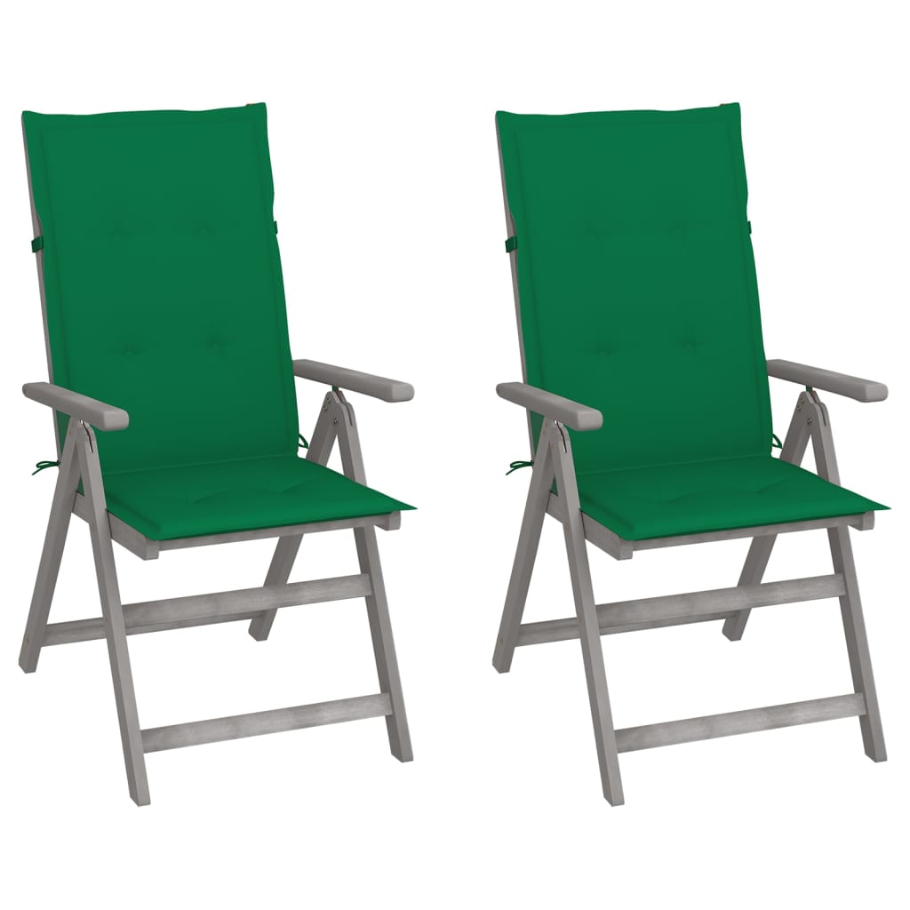 vidaXL Chaises inclinables de jardin 2 pcs avec coussins Bois d'acacia