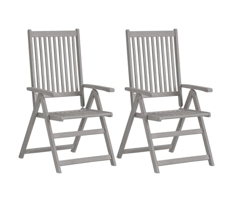 vidaXL Verstellbare Gartenst&uuml;hle 2 Stk. mit Auflagen Massivholz Akazie