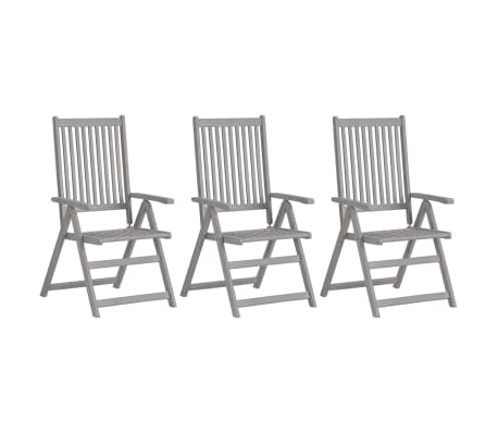 vidaXL Chaises inclinables de jardin lot de 3 et coussins Bois acacia