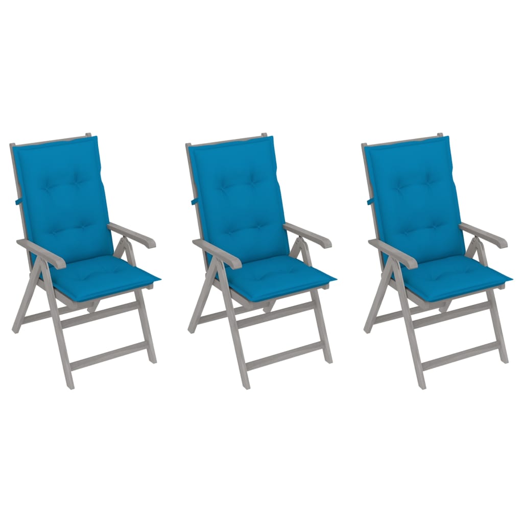 Verstellbare Gartenstühle 3 Stk. mit Auflagen Massivholz Akazie kaufen