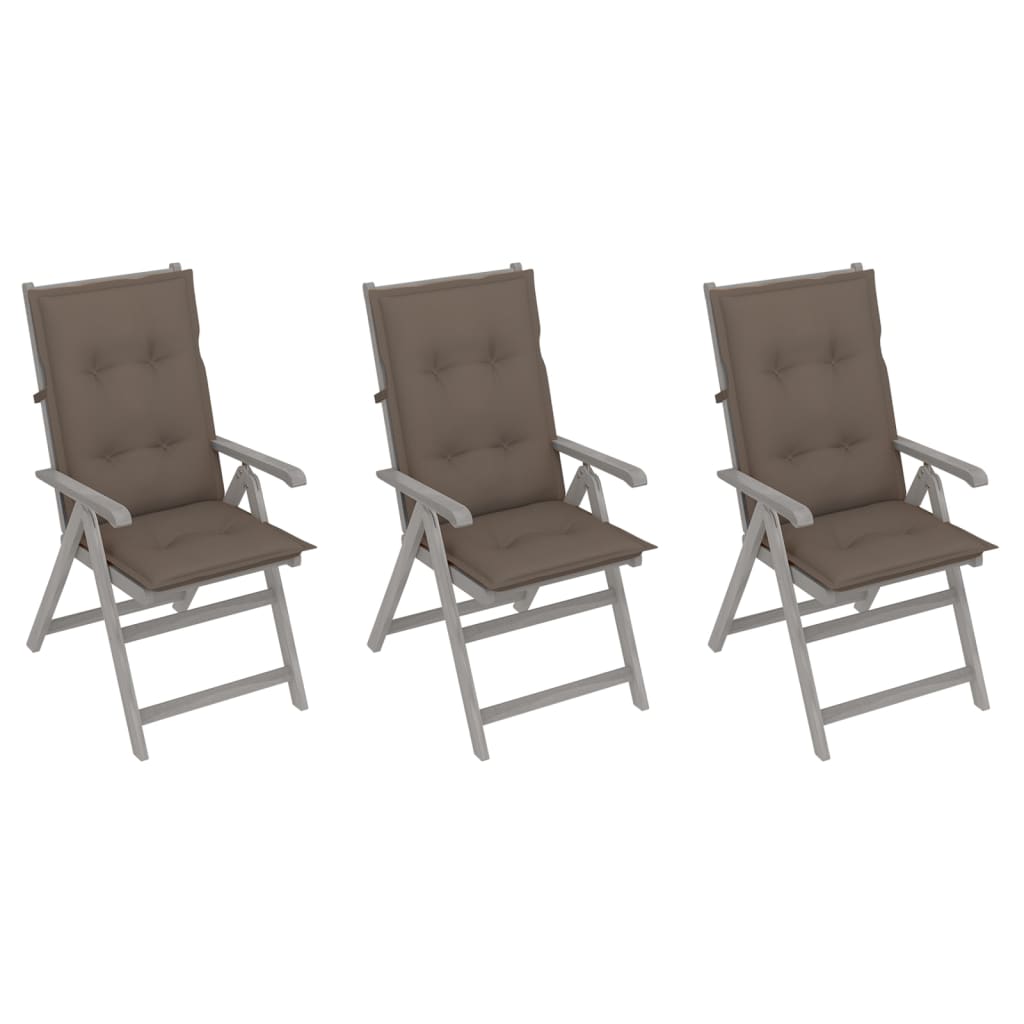Verstellbare Gartenstühle 3 Stk. mit Auflagen Massivholz Akazie kaufen