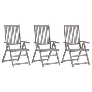 vidaXL Chaises inclinables de jardin lot de 3 et coussins Bois acacia
