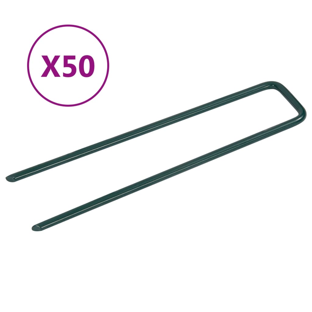 vidaXL HĹ™ebĂ­ky do umÄ›lĂ© trĂˇvy ve tvaru U 50 ks Ĺľelezo