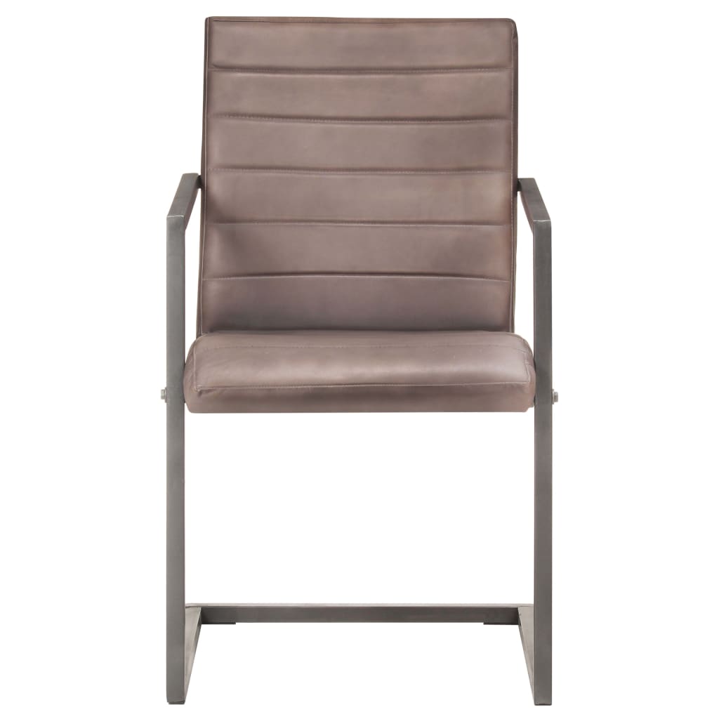 Thumbnail - vidaXL Freischwinger 6 Stk. Braun Echtleder