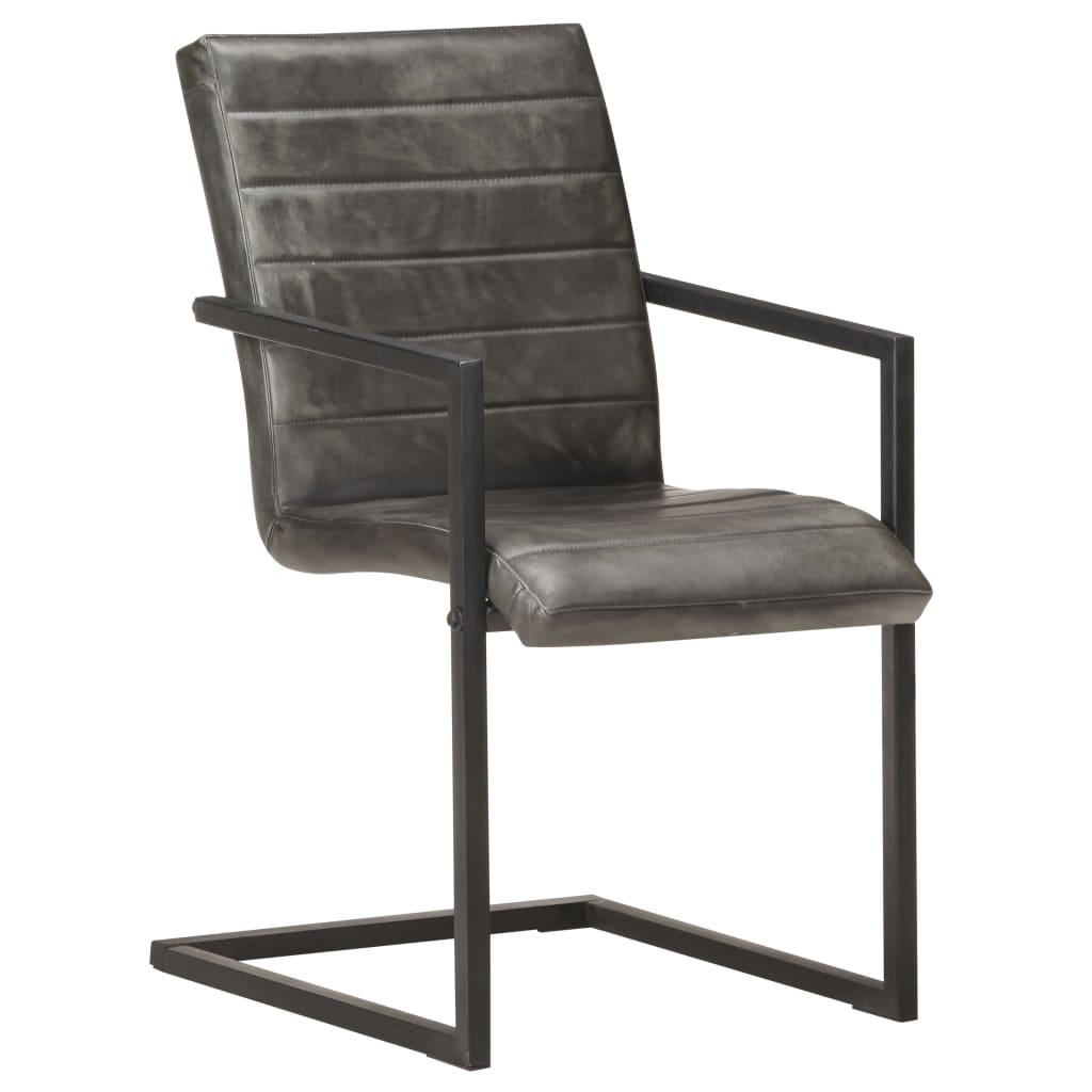 vidaXL Eetkamerstoelen 4 st echt leer grijs